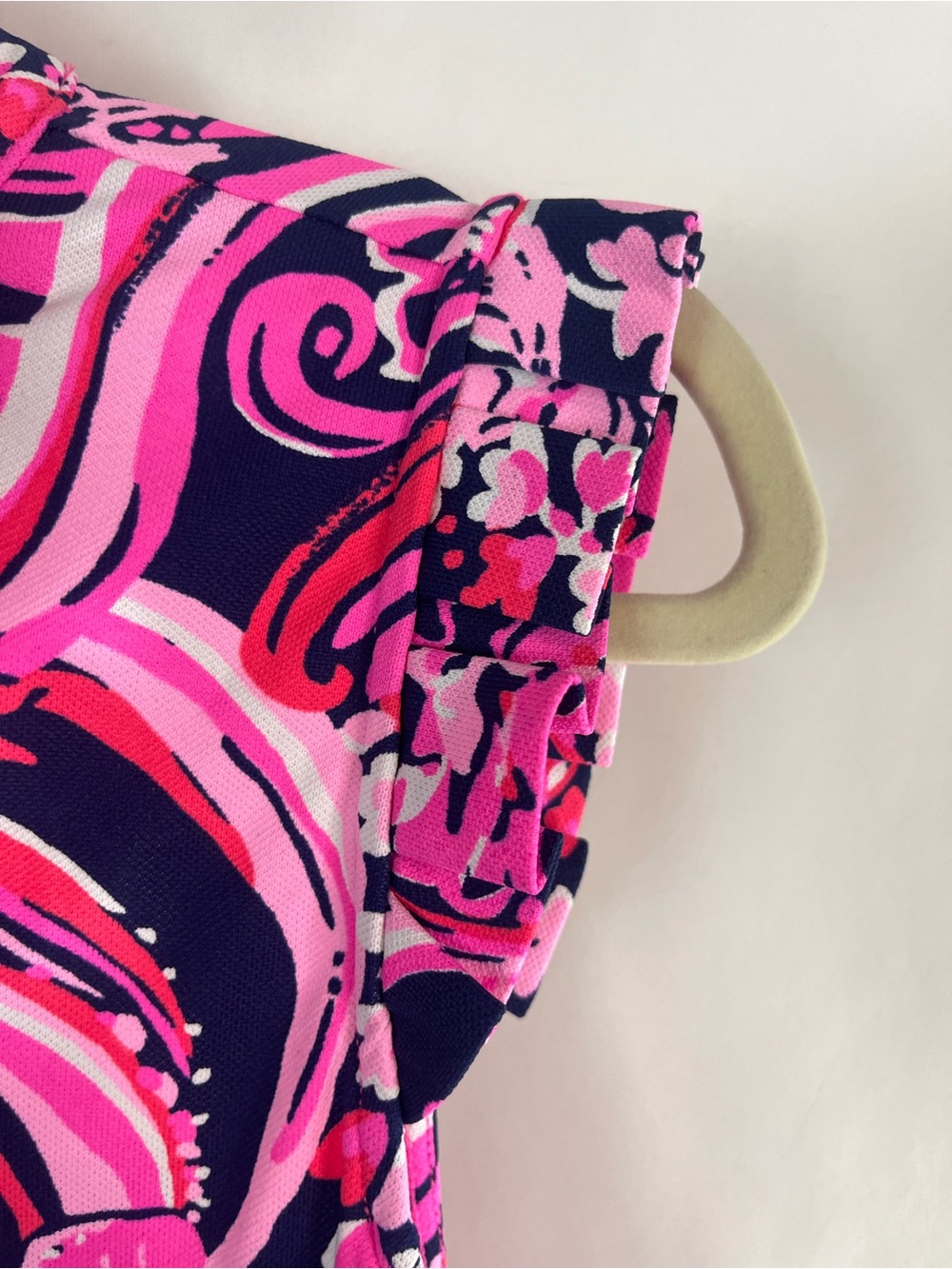 Lilly Pulitzer Larissa Ruffle Golf Tennis Athletic Top XL NWT UPF Pink Floral - Picture 4 of 9
